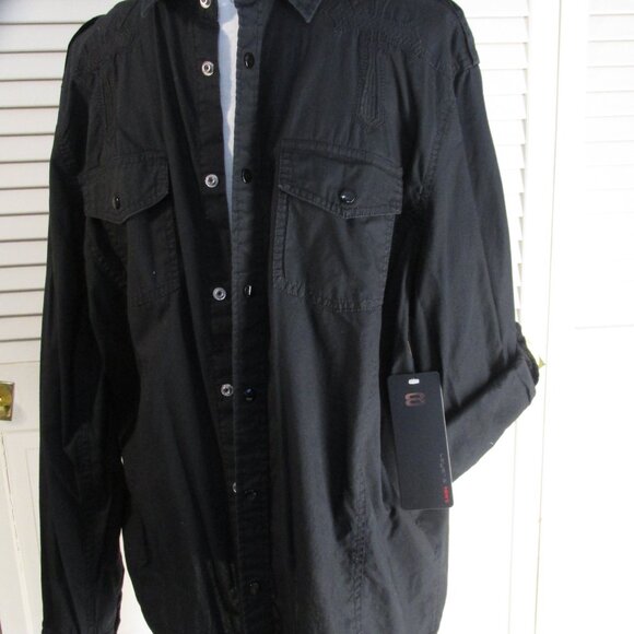 Layer 8 "Eighty Eight" Platinum Black Snapped Dress Shirt - XL (Large) NWT - Picture 5 of 5